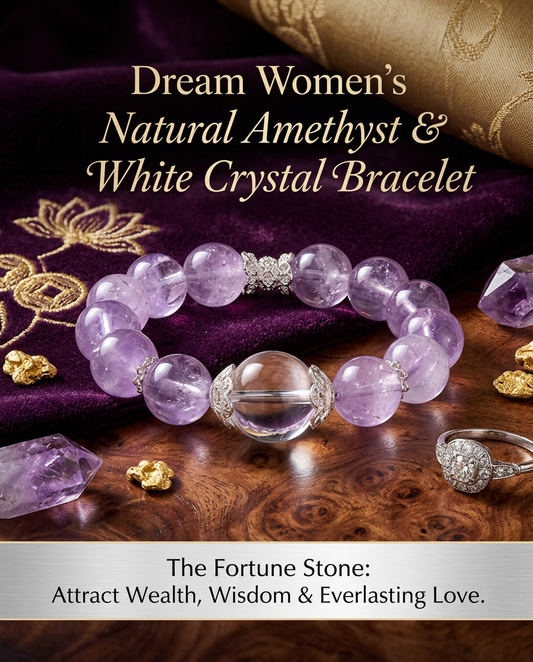 Dream Women’s Natural Amethyst & White Crystal Bracelet