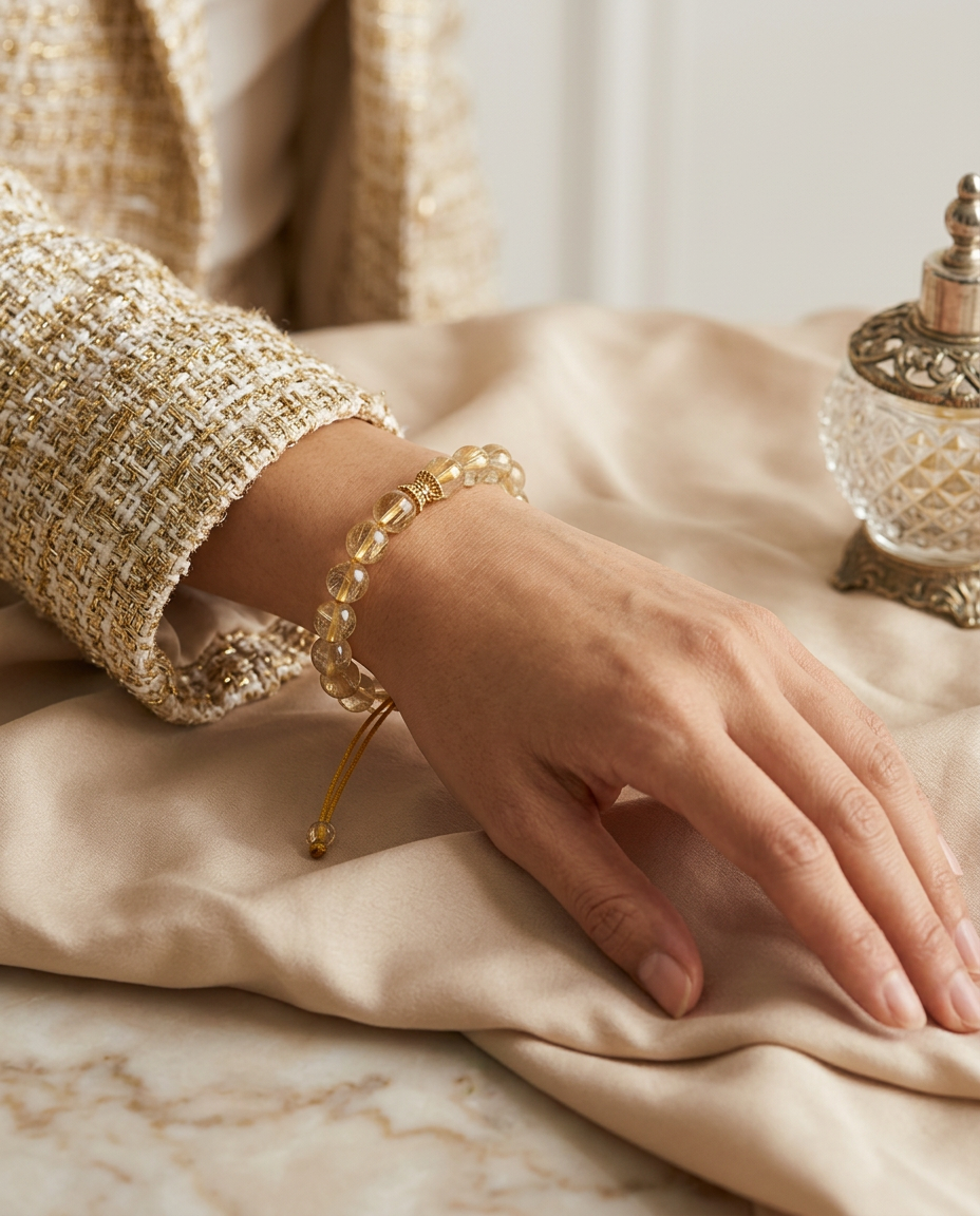 Golden Hair Crystal Beaded Bracelet