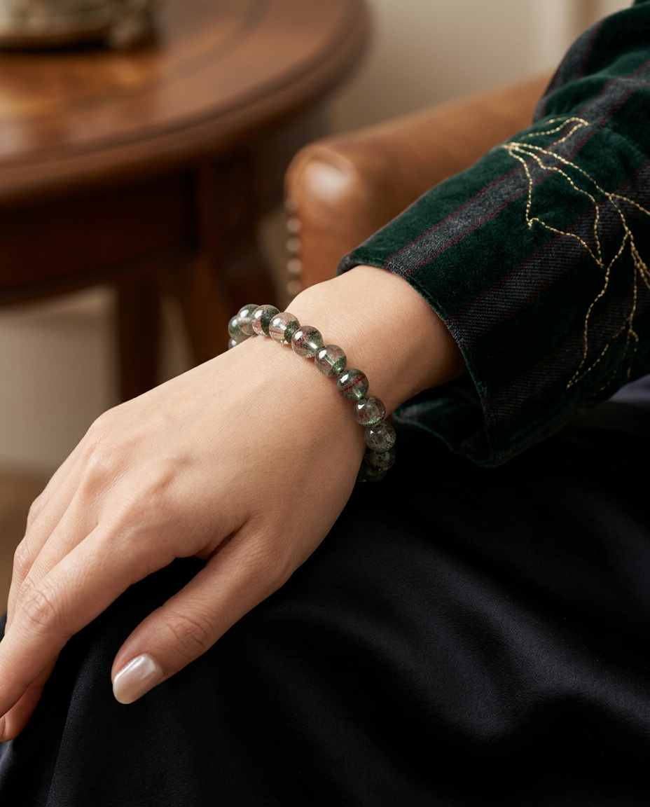 Natural Green Phantom Quartz Bracelet