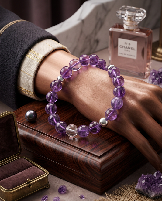 “Purple Aura” Natural Lavender Amethyst Beaded Bracelet