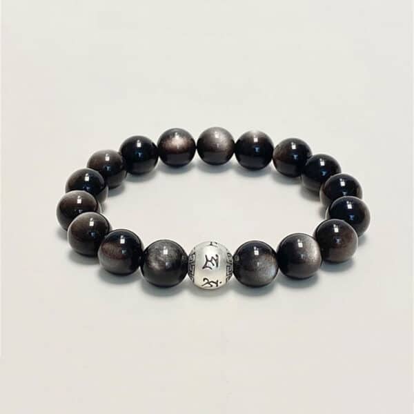 Abundance & Prosperity Black Obsidian Sterling Silver Bracelet