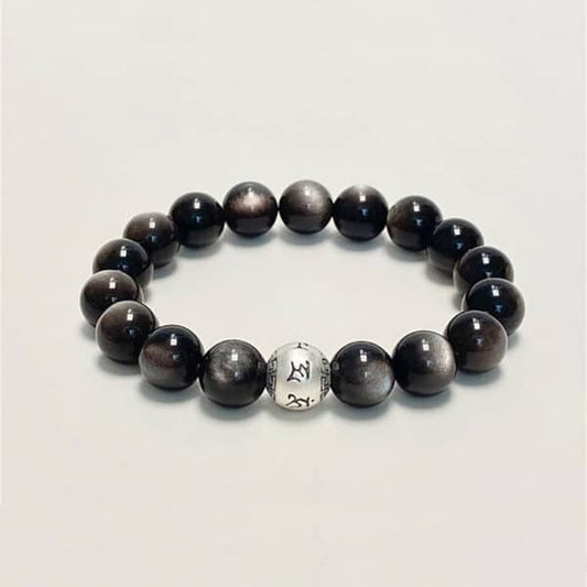 Abundance & Prosperity Black Obsidian Sterling Silver Bracelet