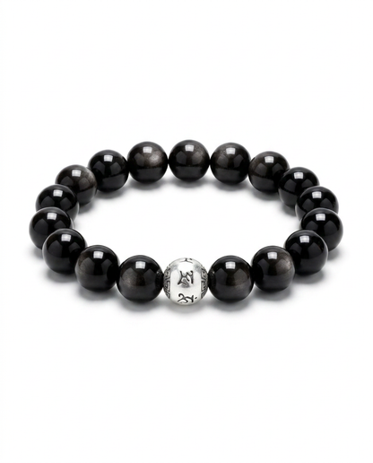 Abundance & Prosperity Black Obsidian Sterling Silver Bracelet