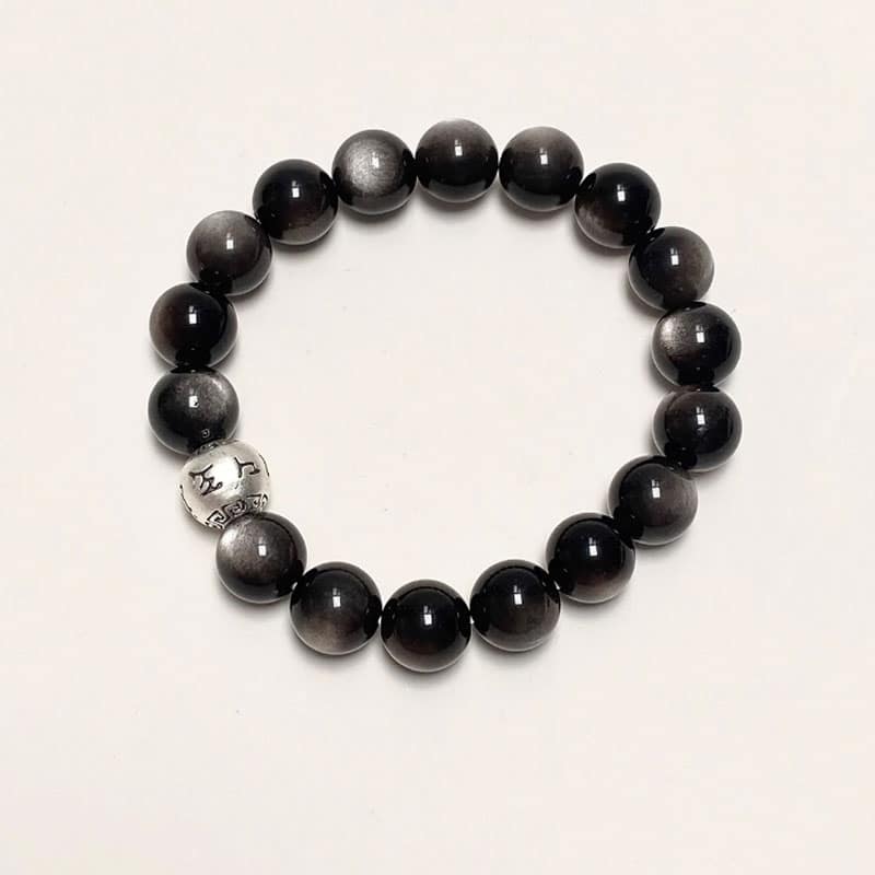 Abundance & Prosperity Black Obsidian Sterling Silver Bracelet