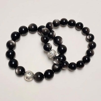 Abundance & Prosperity Black Obsidian Sterling Silver Bracelet