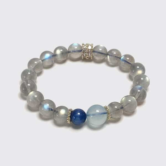 “Beyond Blue” Natural Moonstone Beaded Bracelet
