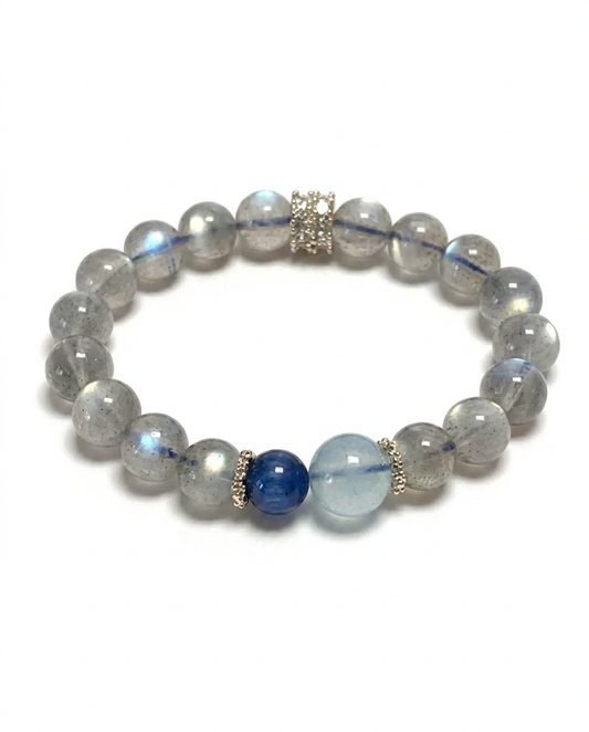 “Beyond Blue” Natural Moonstone Beaded Bracelet