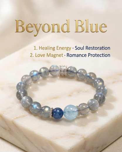 “Beyond Blue” Natural Moonstone Beaded Bracelet