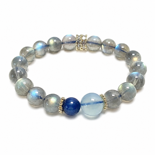 “Beyond Blue” Natural Moonstone Beaded Bracelet