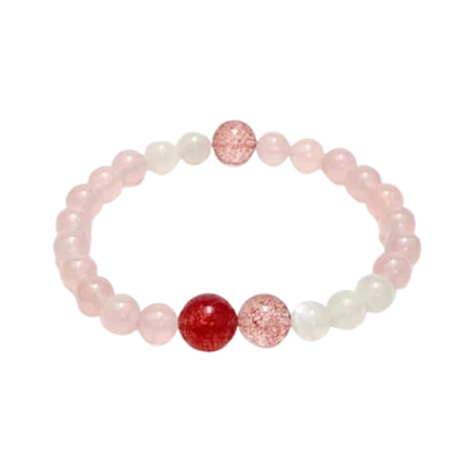 “Blossom Moon” Strawberry Quartz & Peach Moonstone Bracelet