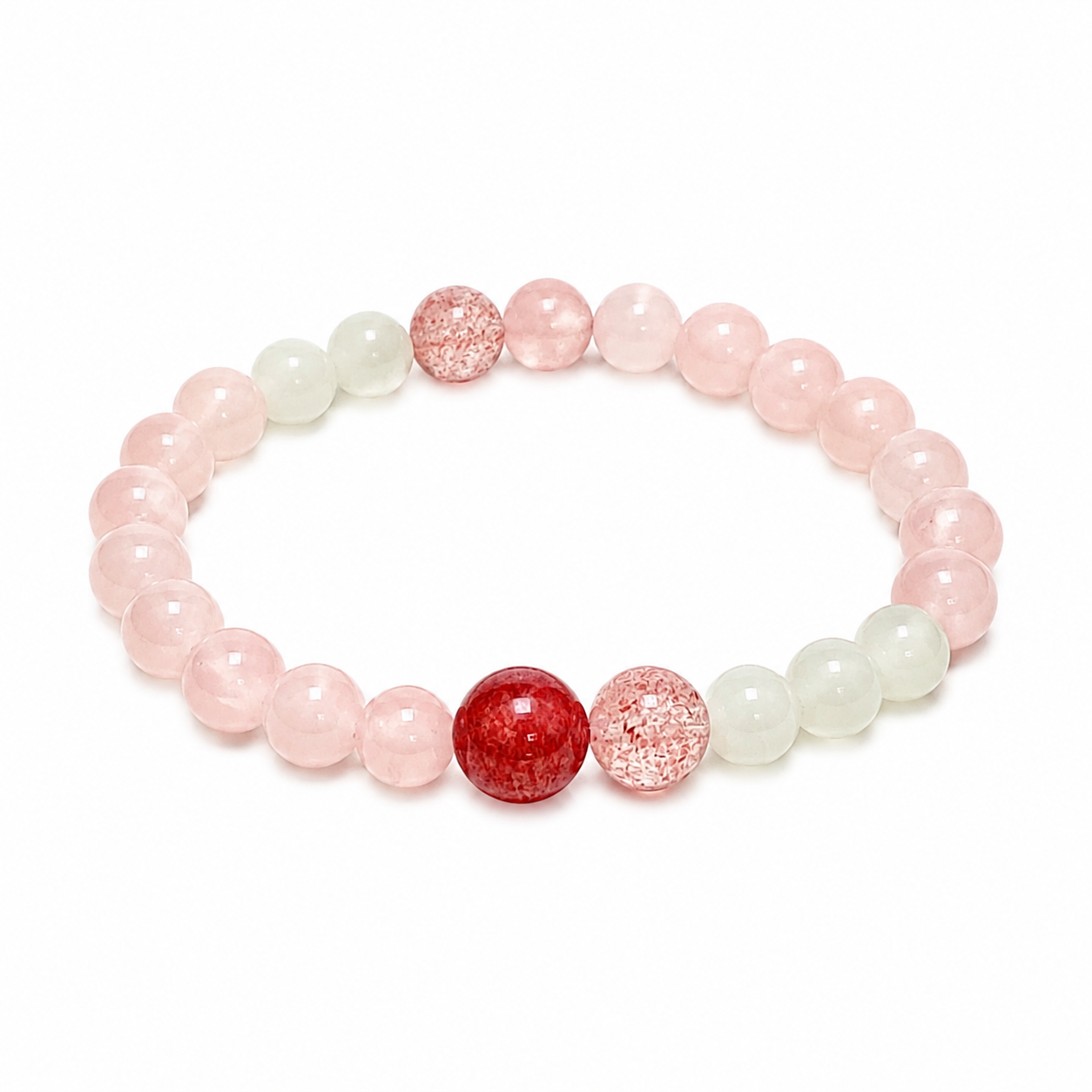 “Blossom Moon” Strawberry Quartz & Peach Moonstone Bracelet