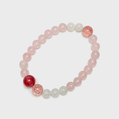 “Blossom Moon” Strawberry Quartz & Peach Moonstone Bracelet