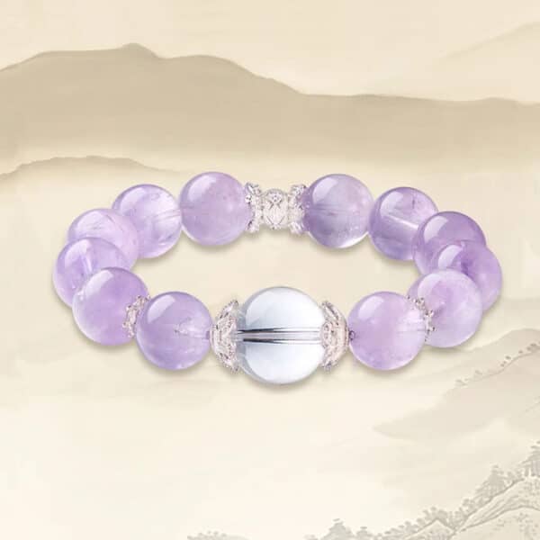 Dream Women’s Natural Amethyst & White Crystal Bracelet