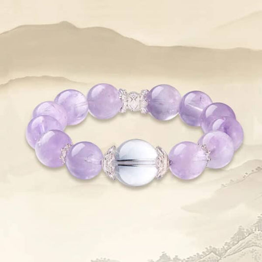 Dream Women’s Natural Amethyst & White Crystal Bracelet