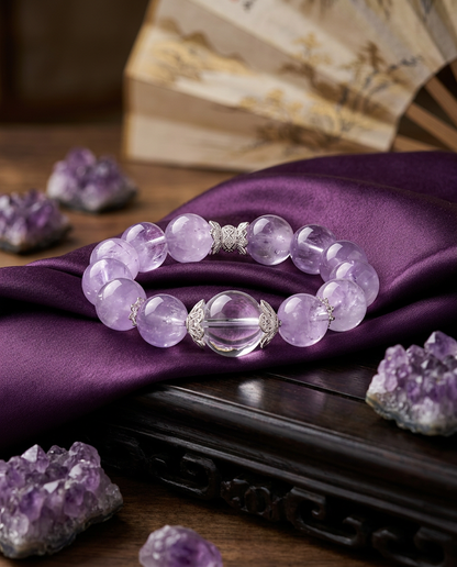 Dream Women’s Natural Amethyst & White Crystal Bracelet