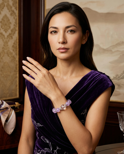 Dream Women’s Natural Amethyst & White Crystal Bracelet