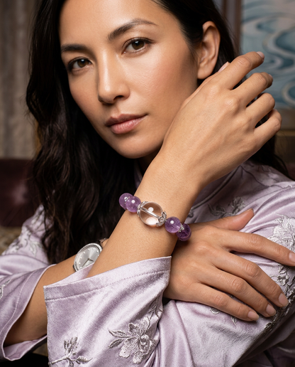 Dream Women’s Natural Amethyst & White Crystal Bracelet