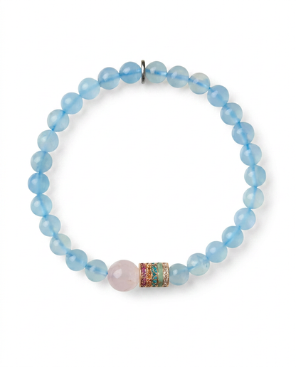 “Five Blessings” Aquamarine Mala Bracelet