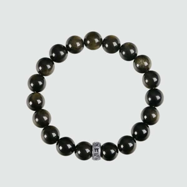 “Golden Aura” Men’s Gold Sheen Obsidian Bracelet