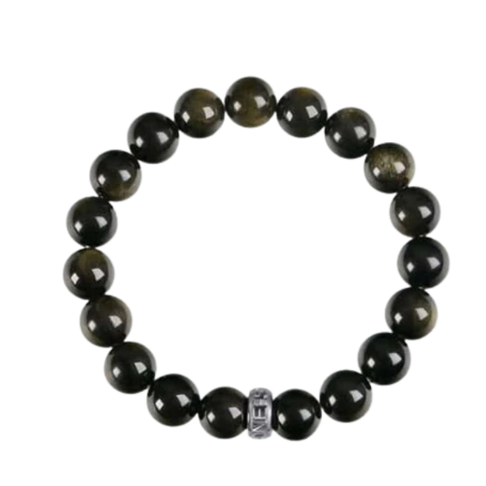 “Golden Aura” Men’s Gold Sheen Obsidian Bracelet