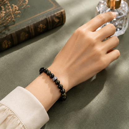 Golden Aura Men’s Gold Sheen Obsidian Bracelet - side angle