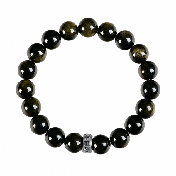 "Golden Aura" Gold Sheen Obsidian Bracelet for Men — Grounding & Protection