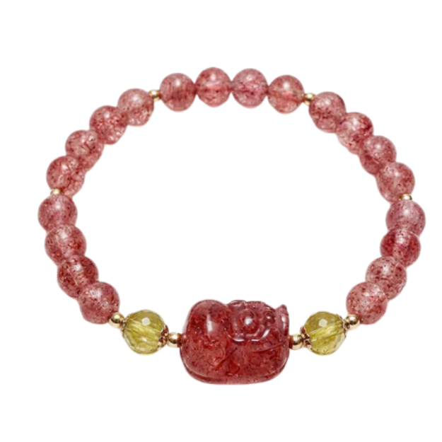“Good Things Coming” Strawberry Quartz Beaded Bracelet