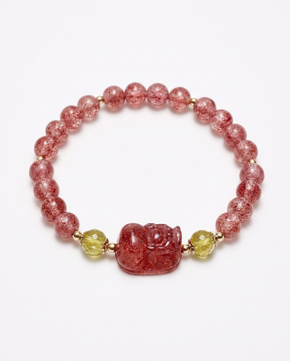“Good Things Coming” Strawberry Quartz Beaded Bracelet