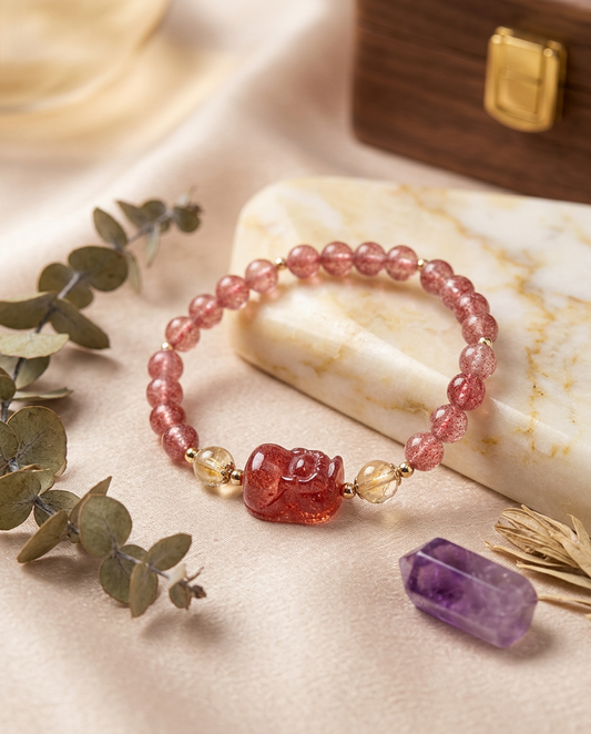 “Good Things Coming” Strawberry Quartz Beaded Bracelet