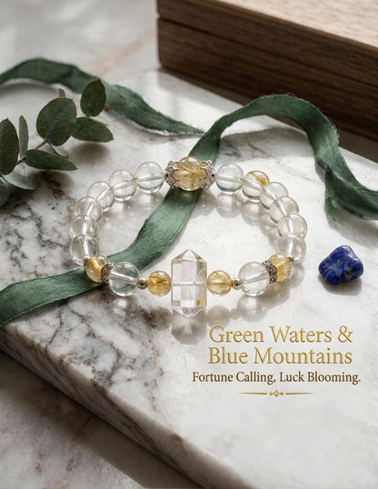 “Green Waters & Blue Mountains” Natural Crystal Bracelet