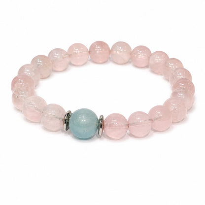Original Design "Stone of Love" — Natural Rose Quartz & Aquamarine Bracelet