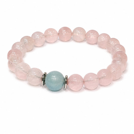 Original Design "Stone of Love" — Natural Rose Quartz & Aquamarine Bracelet
