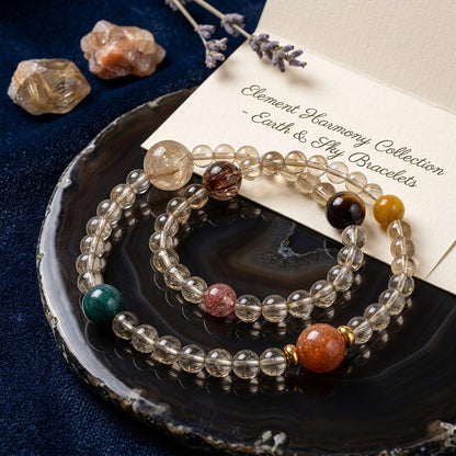 Original Design "Solar System" — Natural Brazilian Citrine Planetary Multi-Gem Double-Row Bracelet