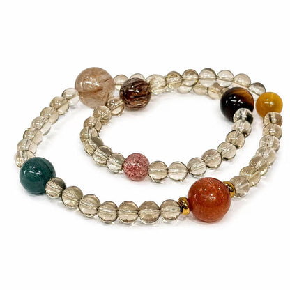 Original Design "Solar System" — Natural Brazilian Citrine Planetary Multi-Gem Double-Row Bracelet