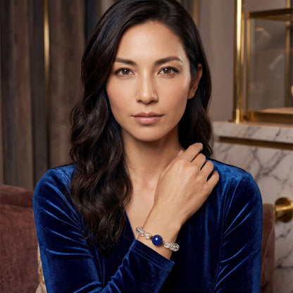 Original Design Natural Brazilian Clear Quartz & Lapis Lazuli Bracelet