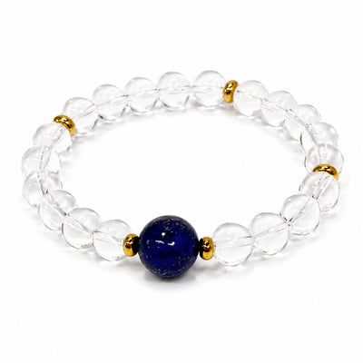 Clear Quartz & Lapis Lazuli Crystal Bracelet — Wisdom & Purification