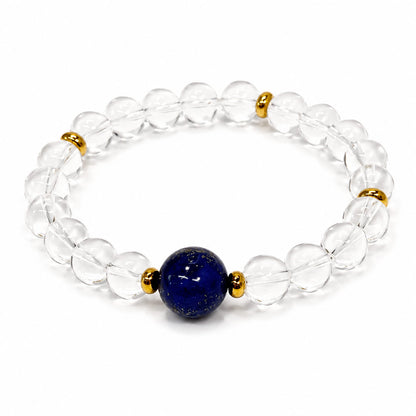 Original Design Natural Brazilian Clear Quartz & Lapis Lazuli Bracelet