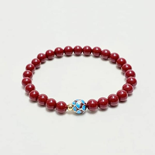 “Lotus Blessing” Pure Cinnabar & Sterling Silver Bracelet