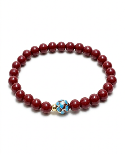 “Lotus Blessing” Pure Cinnabar & Sterling Silver Bracelet