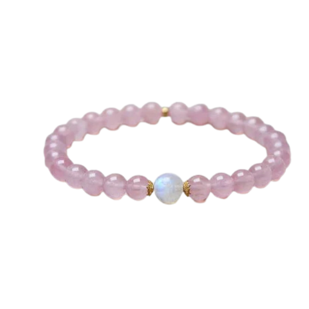 Natural Madagascar Rose Quartz & Moonstone Bracelet