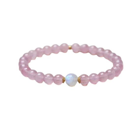 Natural Madagascar Rose Quartz & Moonstone Bracelet