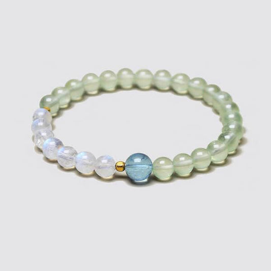 Natural Prehnite Aquamarine Moonstone Bracelet
