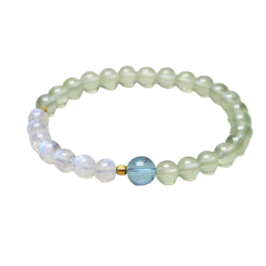 Natural Prehnite Aquamarine Moonstone Bracelet
