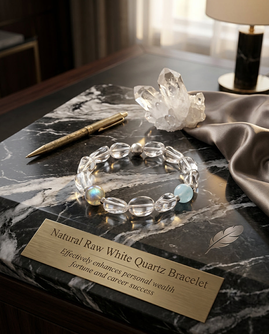 Natural Raw White Quartz Bracelet for Women