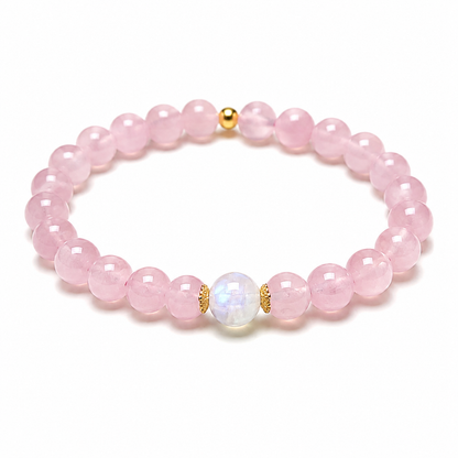 Natural Madagascar Rose Quartz & Moonstone Bracelet