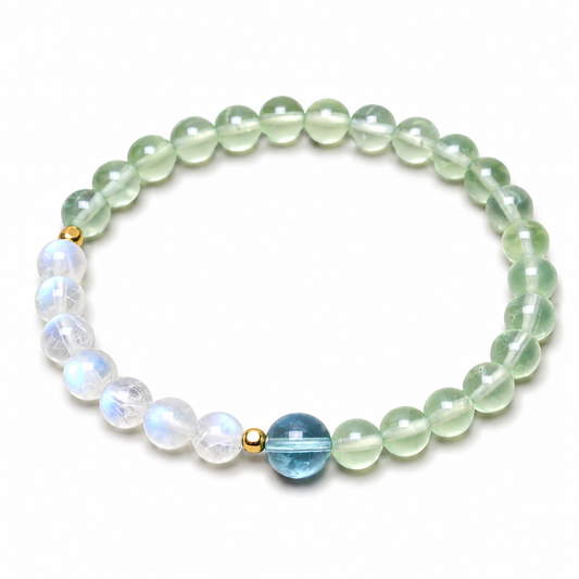 Natural Prehnite Aquamarine Moonstone Bracelet