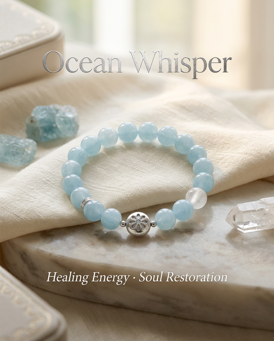 “Ocean Whisper” Aquamarine Bracelet for Women