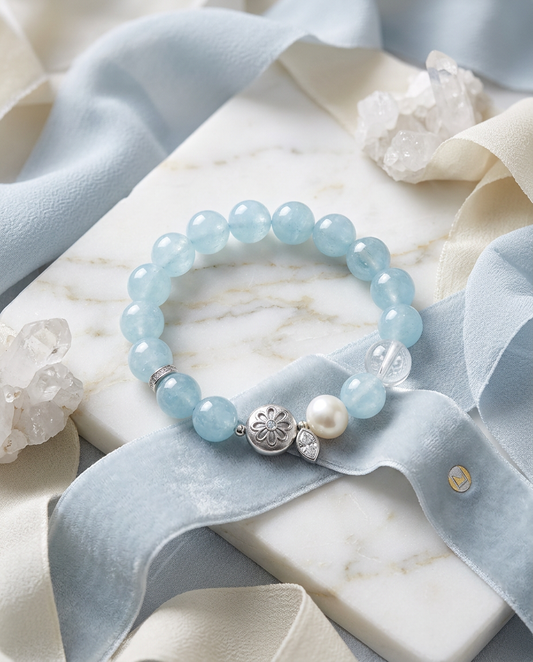 “Ocean Whisper” Aquamarine Bracelet for Women