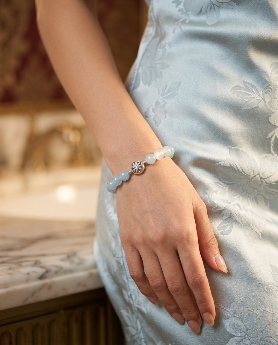 “Ocean Whisper” Aquamarine Bracelet for Women