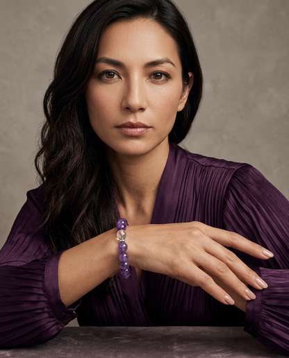 “Purple Aura” Natural Lavender Amethyst Beaded Bracelet